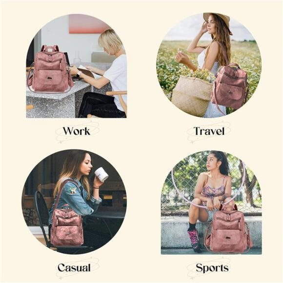 Backpack Purse for Women, Women Backpack Purse Small Leather Waterproof main image 4